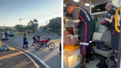 Viaturas do SAMU e veículos envolvidos em dois acidentes registrados em sequência na Avenida Severino Tostes Meirelles, em Franca