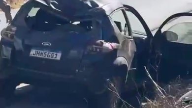 Ford Ka destruído após capotamento na rodovia MG-444 entre Cássia e Capetinga